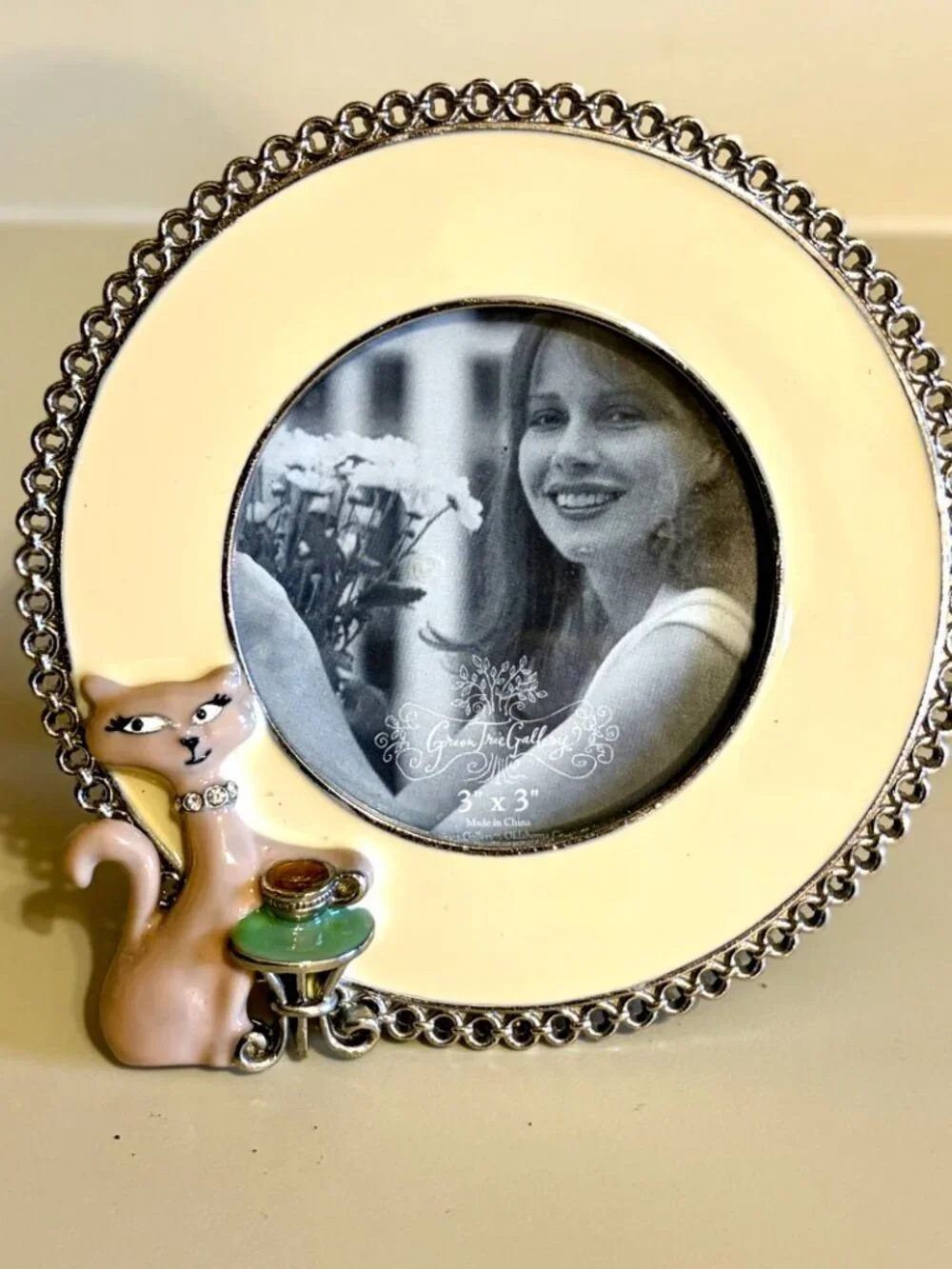 Vintage Ceramic Cat Picture Frame Set Whimsical Feline Decor 3 Pc Set